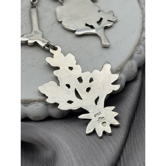 Rare Vintage 1970 Jeep Collins Solid Sterling Silver Flower Neckless 77.58 G - Picture 7 of 8